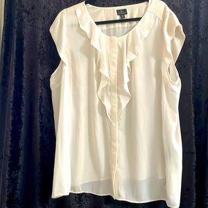 Worthington Ruffle Neck Flutter Sleeve Blouse, 2X